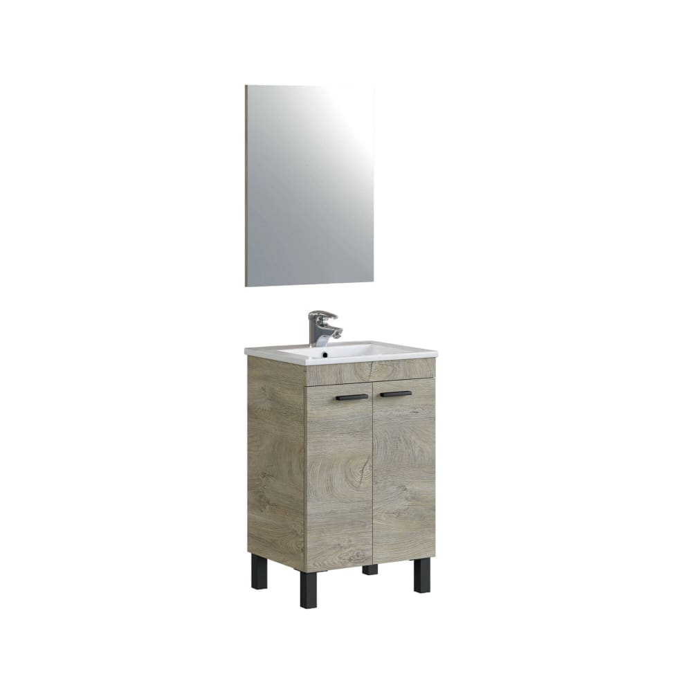 Meuble sous lavabo effet bois beige 75x80 cm