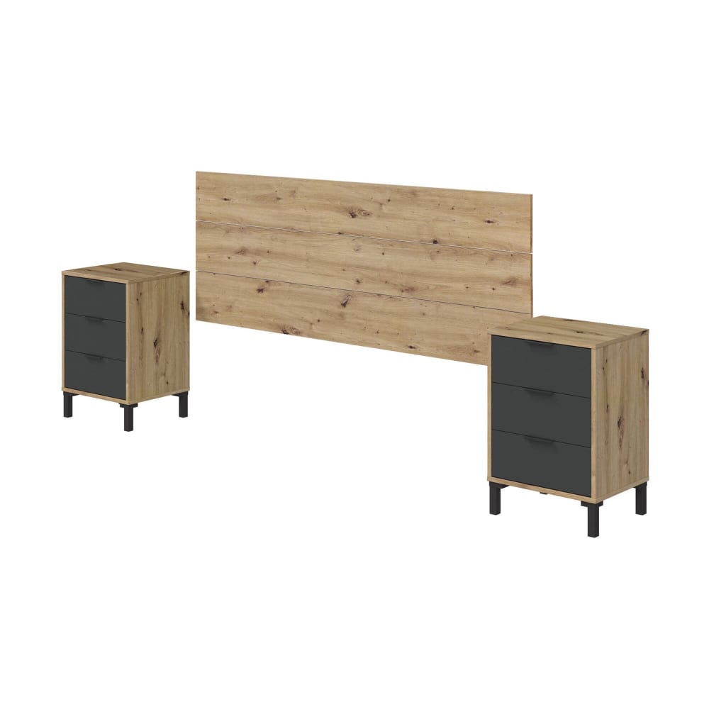 Chevet effet bois beige, anthracite 160x60 cm