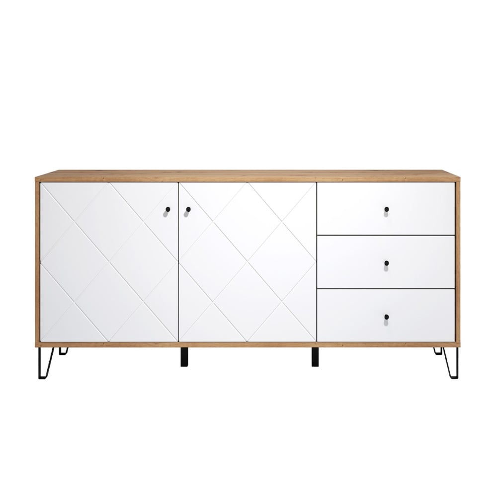 Buffet 2 portes et 3 tiroirs décor chêne artisan - L183 cm