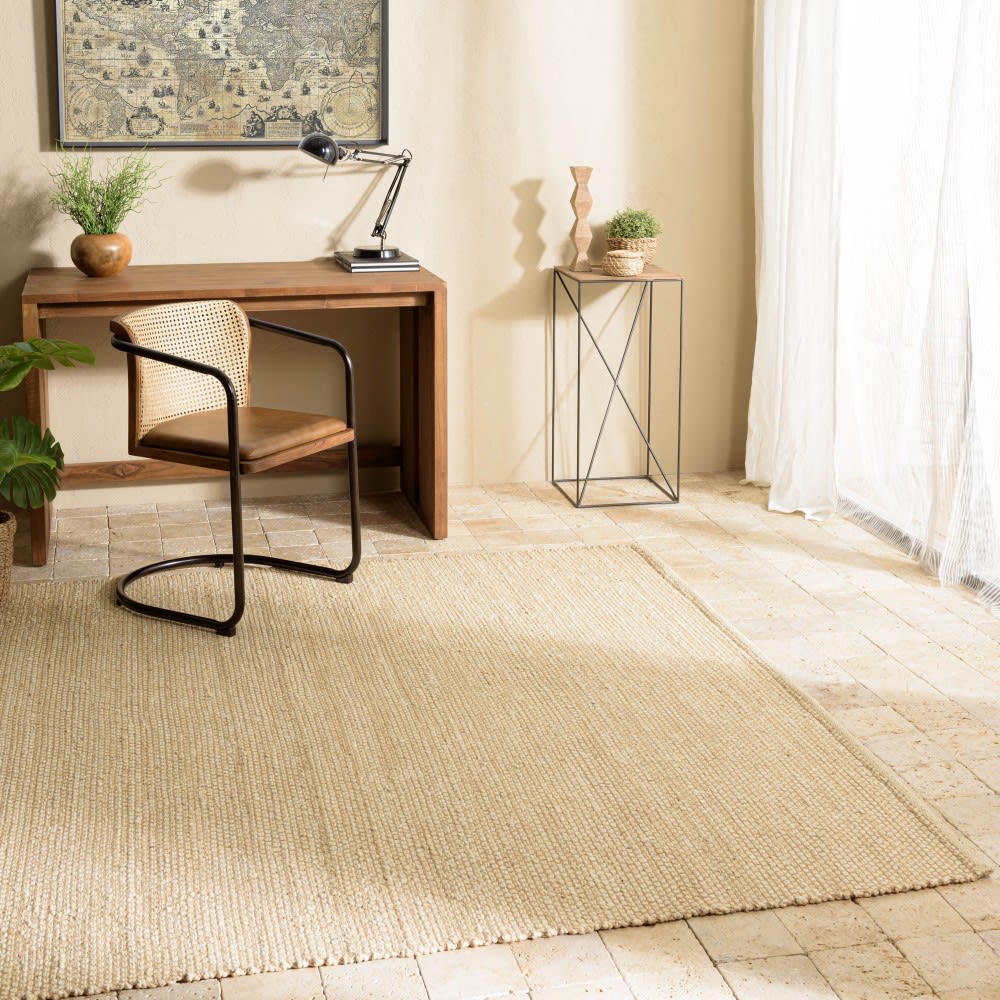 Tapis rectangulaire 160x230cm en jute et coton beige — vue 3