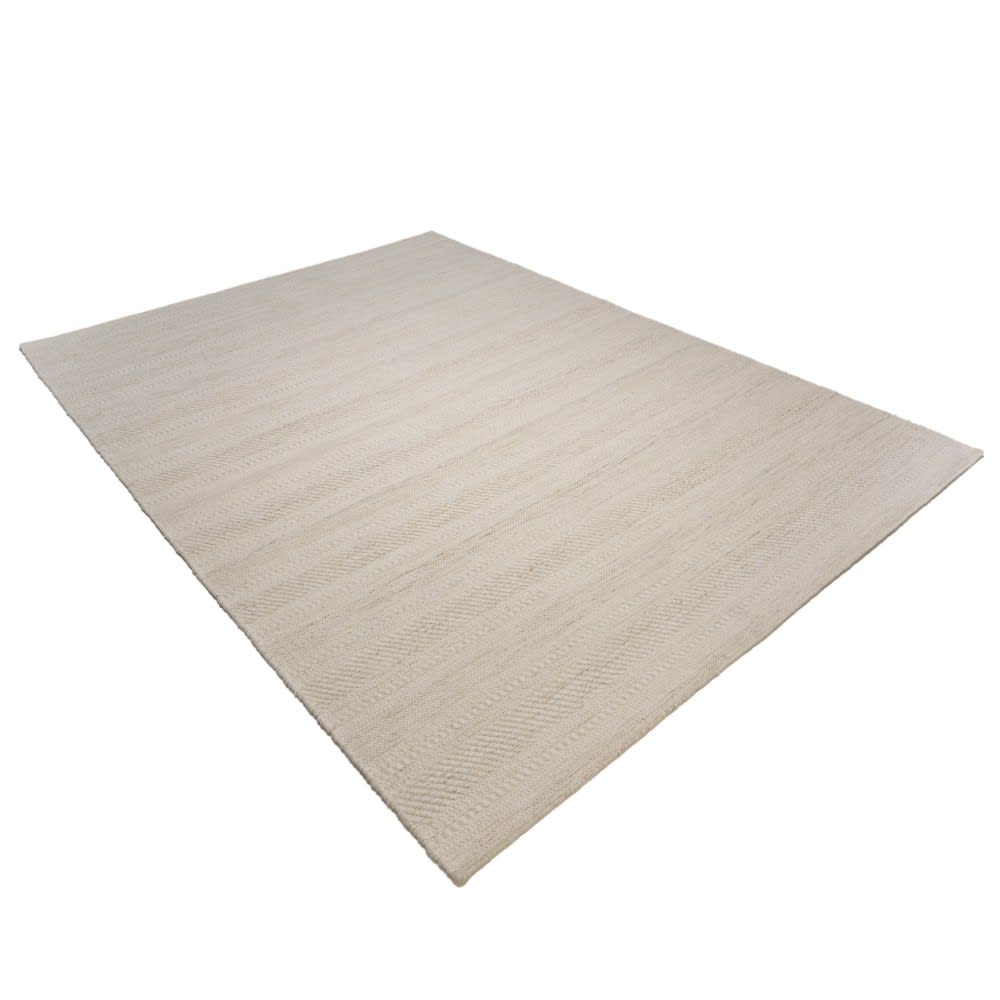 MACABANE Rechteckiger Teppich aus strukturierter Wolle 200x290cm, Beige style classic chic Beige Wolle