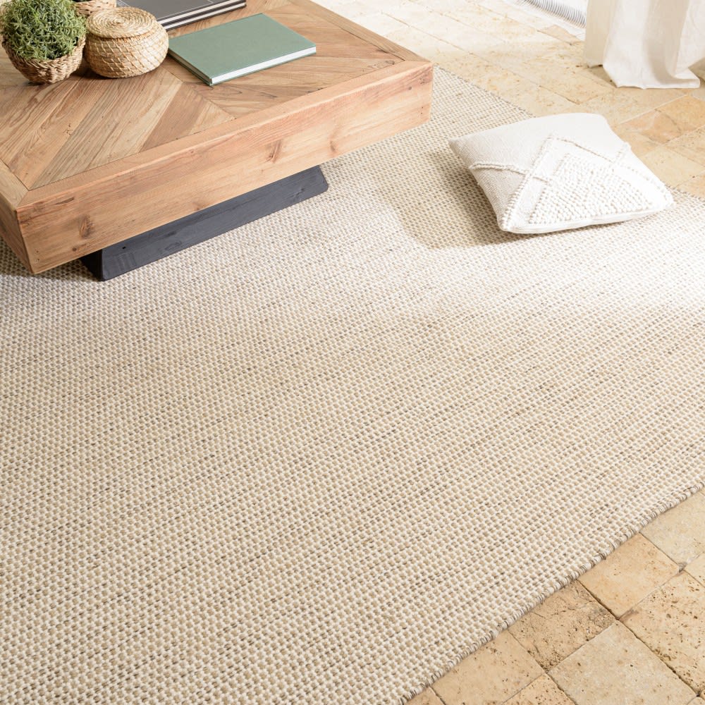 Tapis rect. 160x230cm laine tissée couleur blanc/marron chiné — vue 4