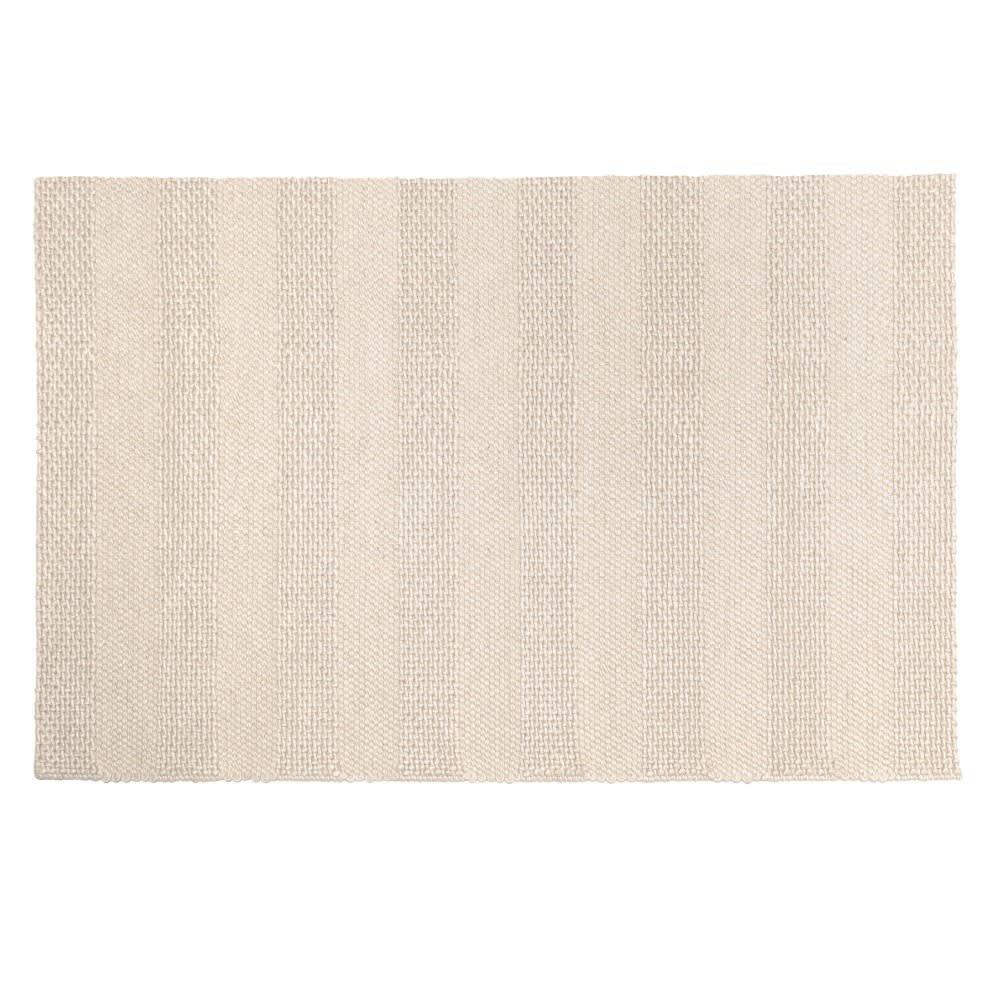 MACABANE Rechteckiger Teppich aus gewebter Wolle, leinenfarben 160x230cm style landhaus Beige Wolle