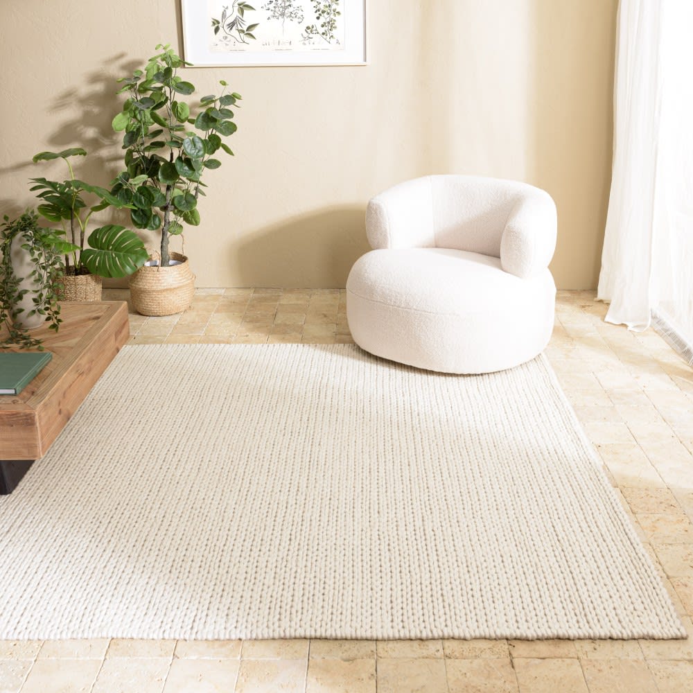 Tapis rectangulaire 160x230cm en laine tissée couleur écru — vue 4