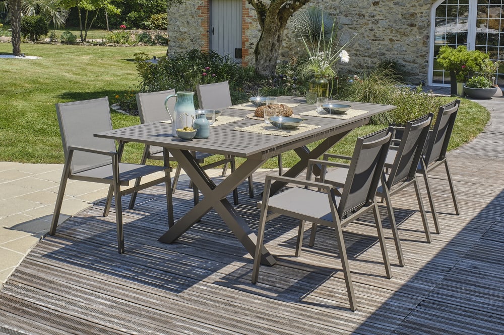 Ensemble repas de jardin 6 places en aluminium - Maisons du Monde
