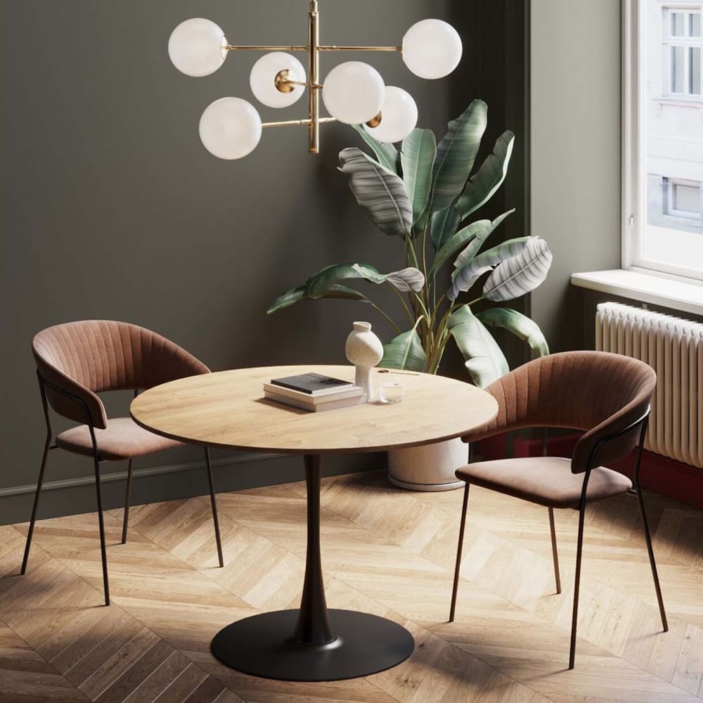 Table à manger 6 personnes chêne et acier noir d110 - Maisons du Monde