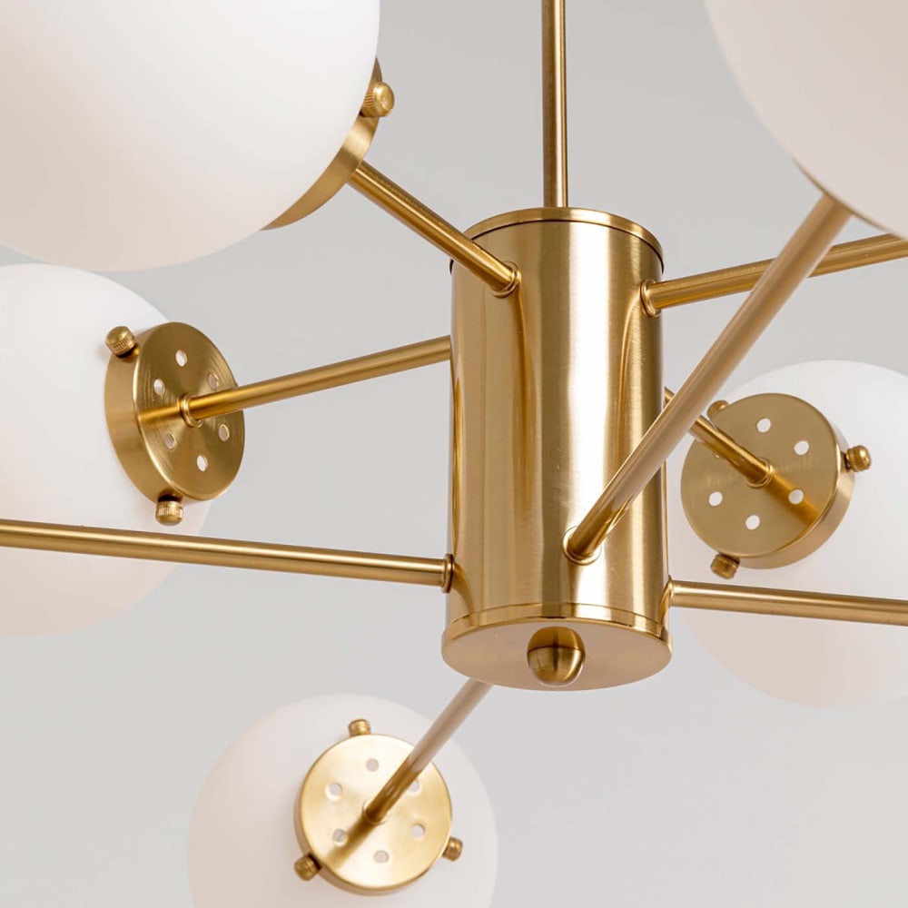 Suspension en verre blanc et acier doré — vue 4