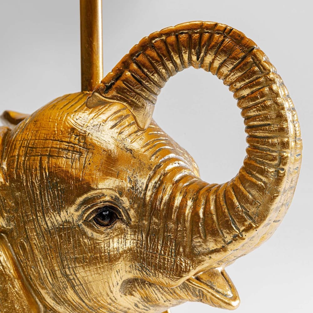 Lampe éléphant en polyrésine dorée et lin noir — vue 4