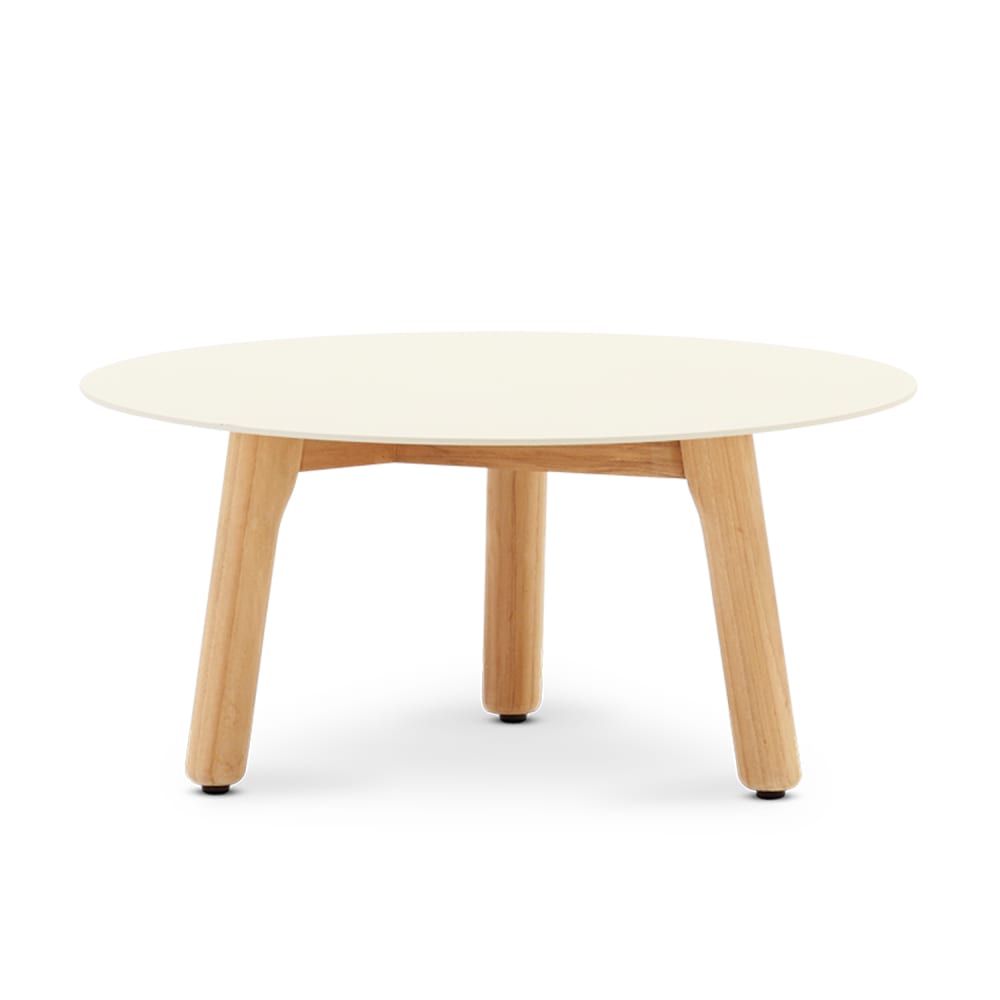 Table ronde basse en teck et mocca aluminium 60cm