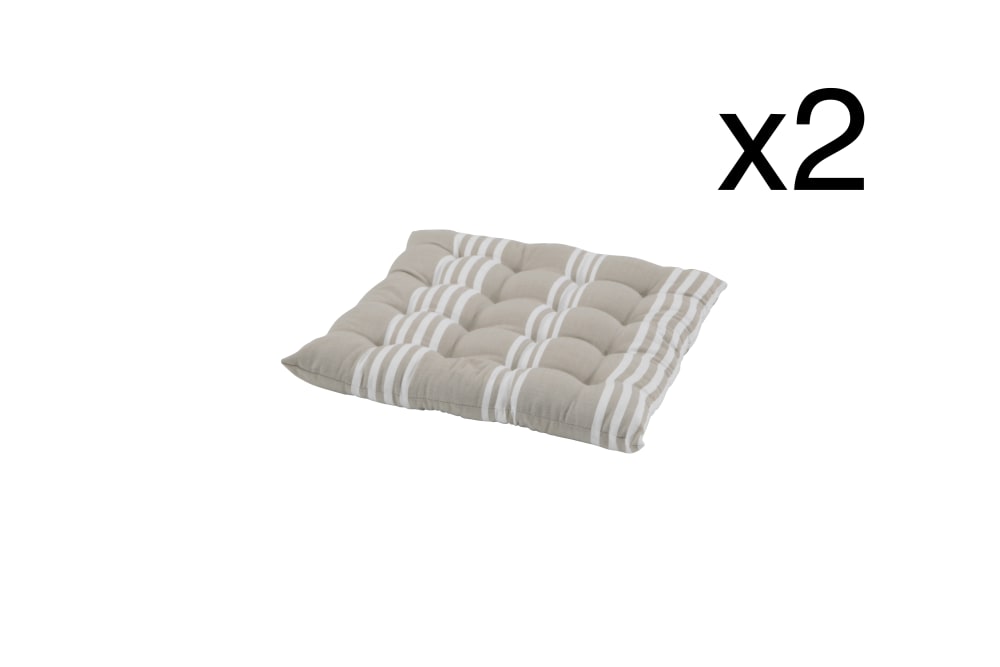 Defora Home 2er Set quadratischen Stuhlkissen 40x40x6 cm blau gestreift - Pes - Polyester