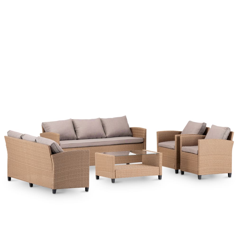 Set de 2 fauteuils et 2 canapés 3 places avec table basse