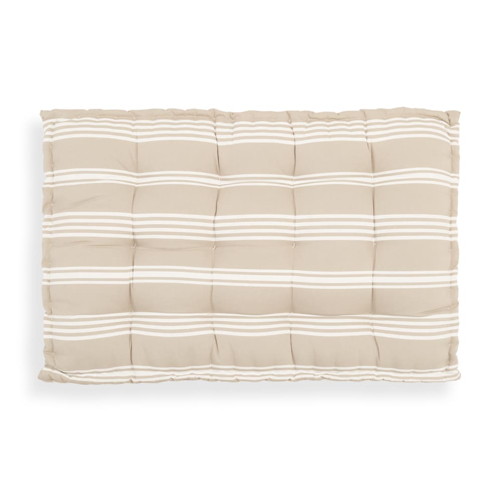 Coussin de sol / palette 120x80x10 cm rayures beiges