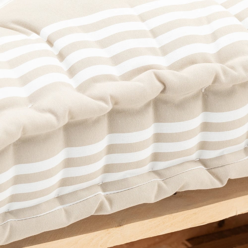 Coussin de sol / palette 120x80x10 cm rayures beiges