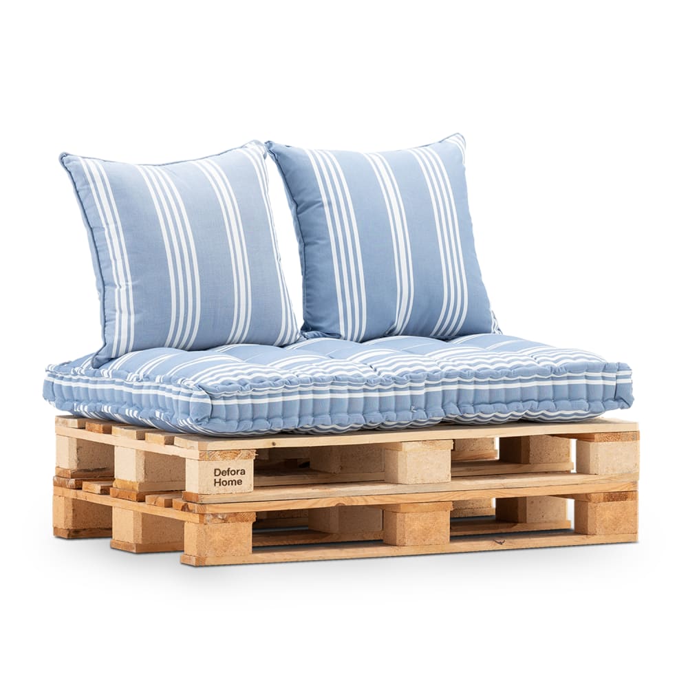 Set de coussins de palette en bleu avec rayures