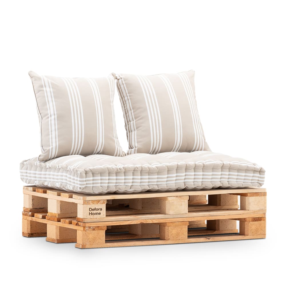 Set de coussins de palette en beige avec rayures