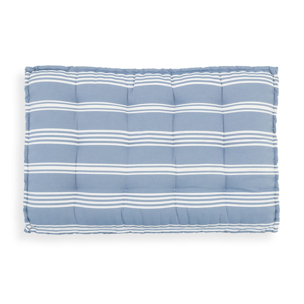 Coussin de sol / palette 120x80x10 cm rayures bleues