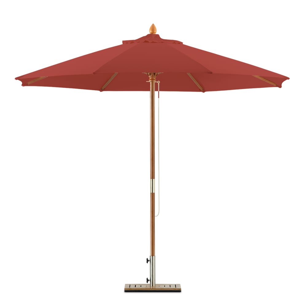 Parasol en bois rond diamètre 3m rouge  - habana
