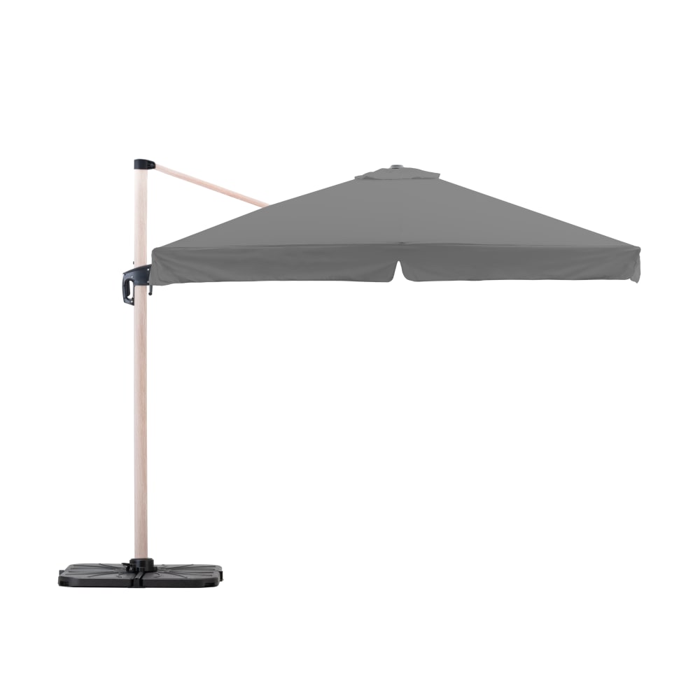 Parasol suspendu structure imitation bois tissu gris clair 3x3m