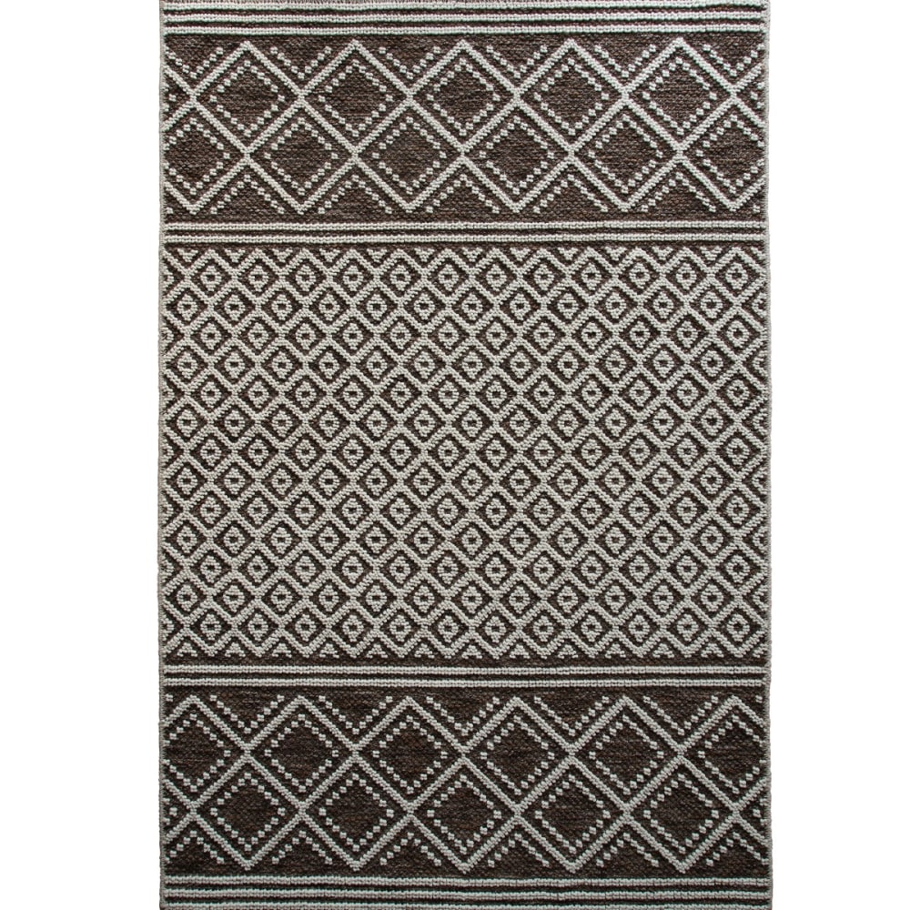 Tapis moderne à motif croisillons en relief brun 190x290