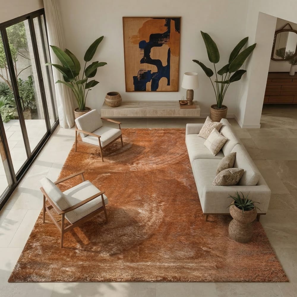 Tapis doux antidérapant marron uni 160x220 — vue 3