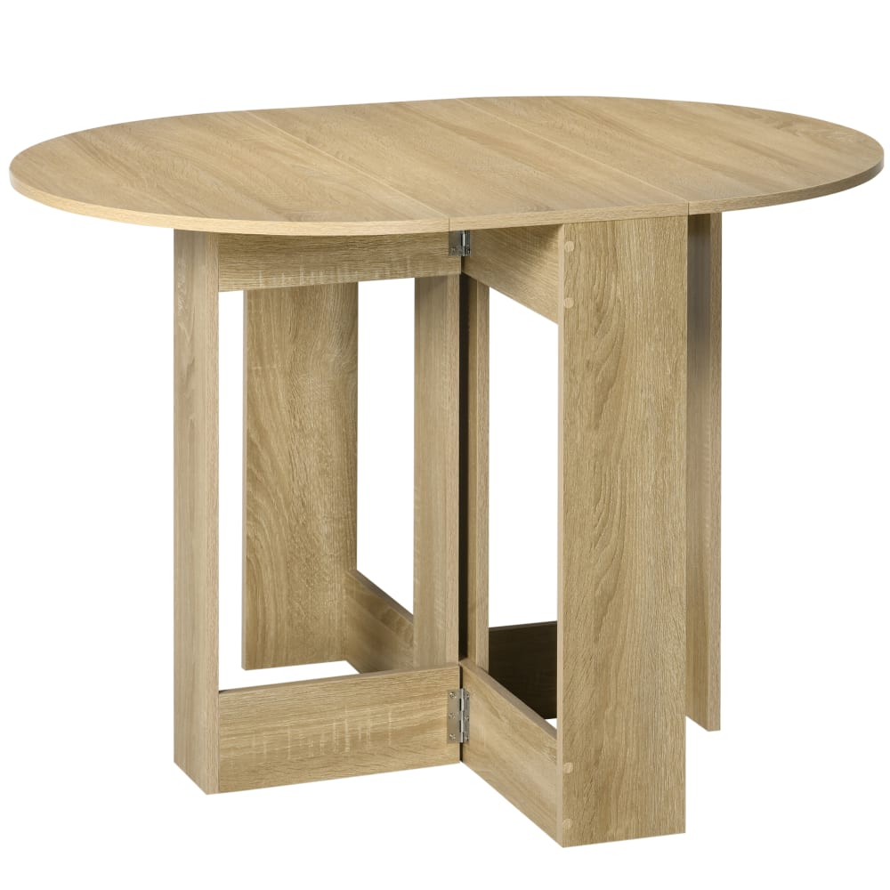 Homcom Klappbarer Küchenovalholz-Tisch, 2 Blätter, hell Beige Spanplatte
