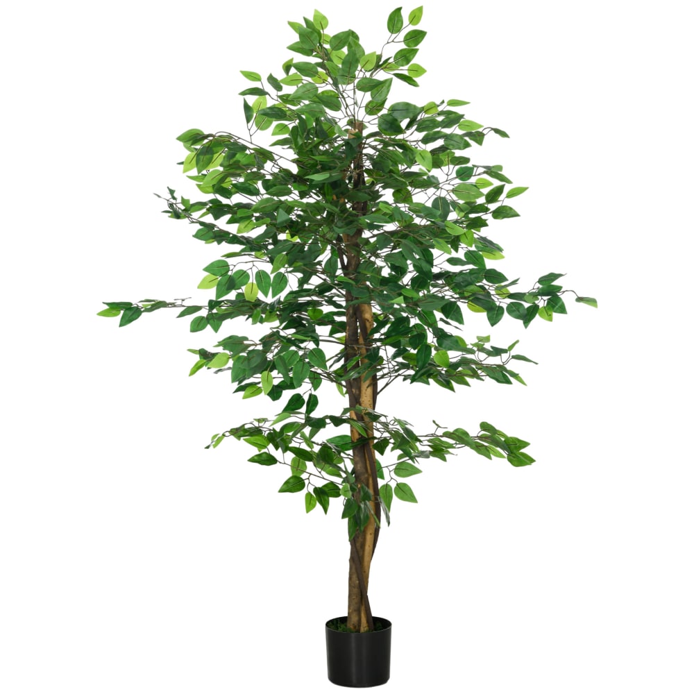 Homcom Plante artificiel ficus h. 1,5 m tronc branches liane lichen feuilles Vert Pvc - Poly Chlorure De Vinyle