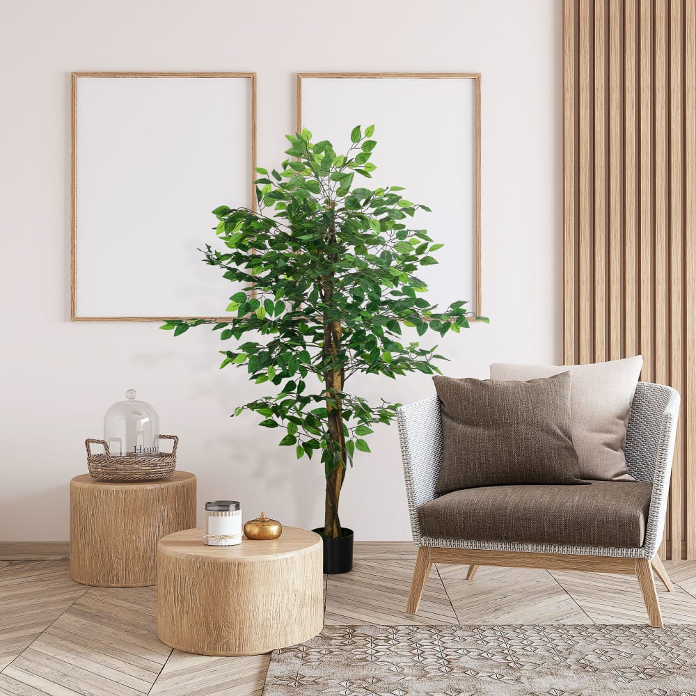 Plante artificiel ficus h. 1,5 m tronc branches liane lichen feuilles - Maisons du Monde