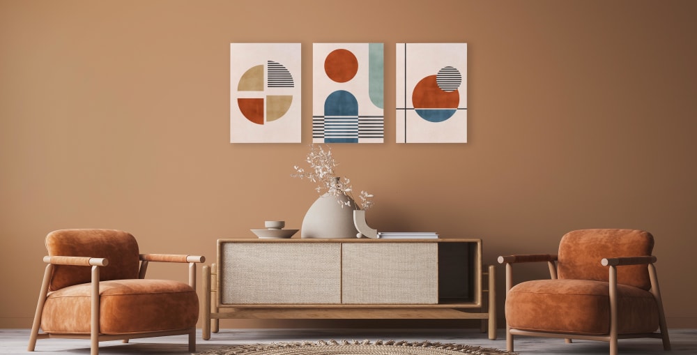 Set de 3 toiles 60x40 couleur géométrique - Maisons du Monde