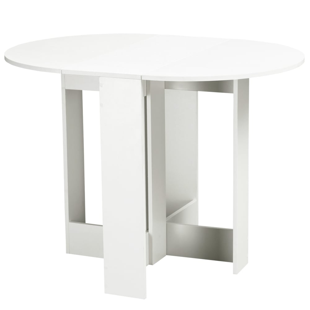 Homcom Klappbarer Küchenovaltafel 2 Blätter, Weiß Weiß Spanplatte