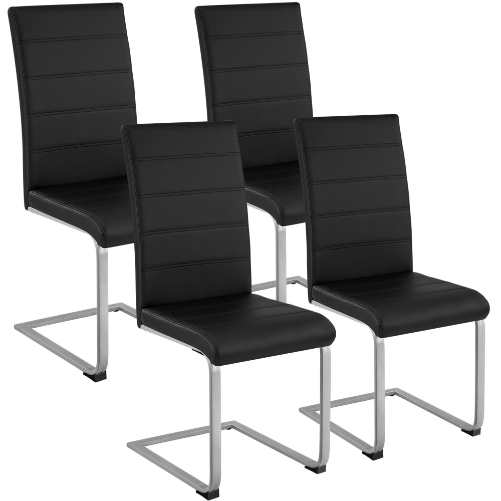 Ensemble 4 chaises de salle à manger rembourrées cuir synthétique noir