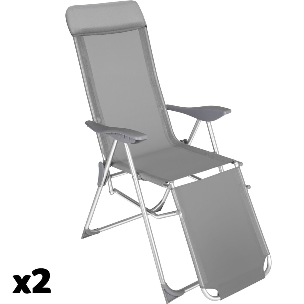 Lot de 2 chaises de jardin Résistant aux intempéries et aux UV gris