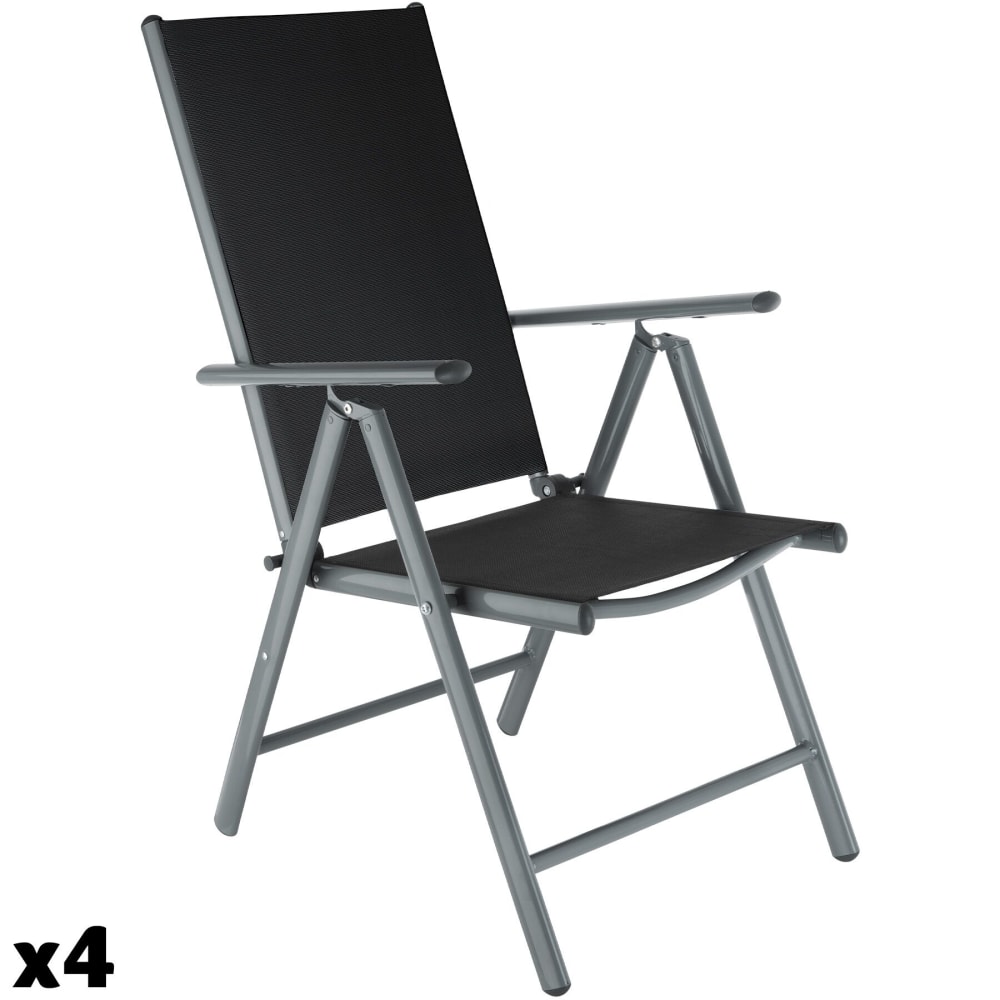Lot de 4 chaises de jardin Résistantes aux intempéries gris anthracite