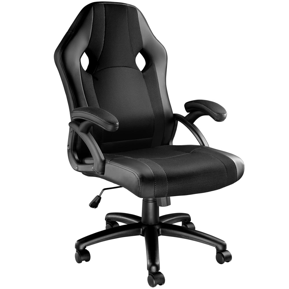 Chaise de bureau gaming ergonomique en cuir synthétique noir