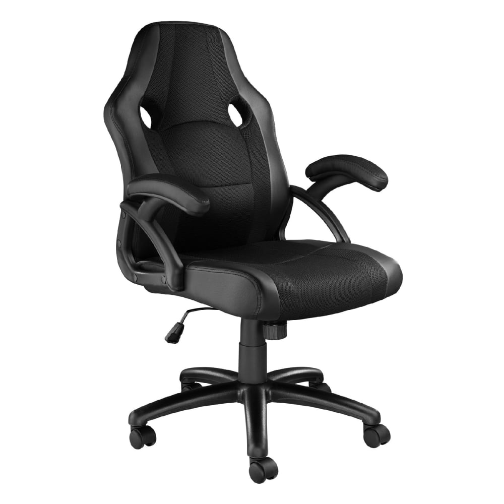 Chaise de bureau gaming ergonomique en cuir synthétique noir