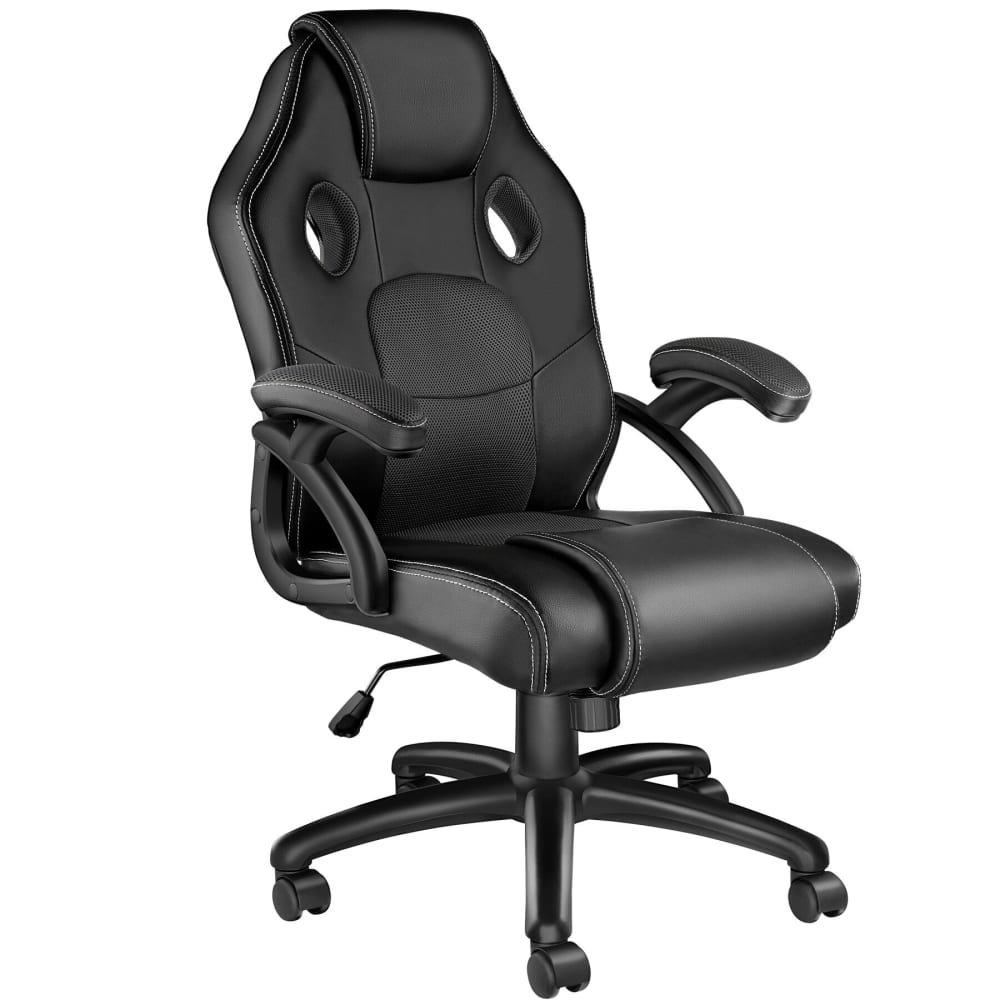 Chaise de bureau gaming ergonomique en cuir synthétique noir