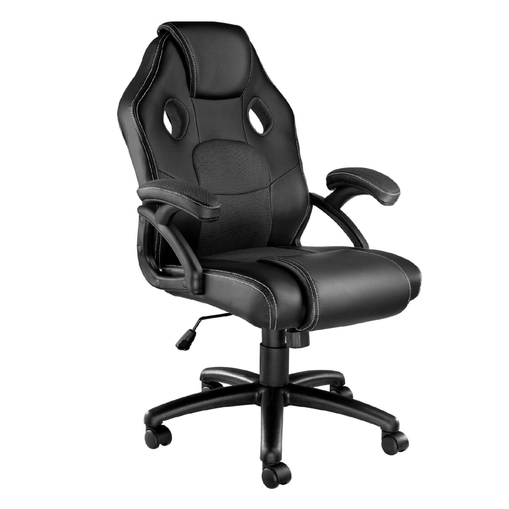 Chaise de bureau gaming ergonomique en cuir synthétique noir
