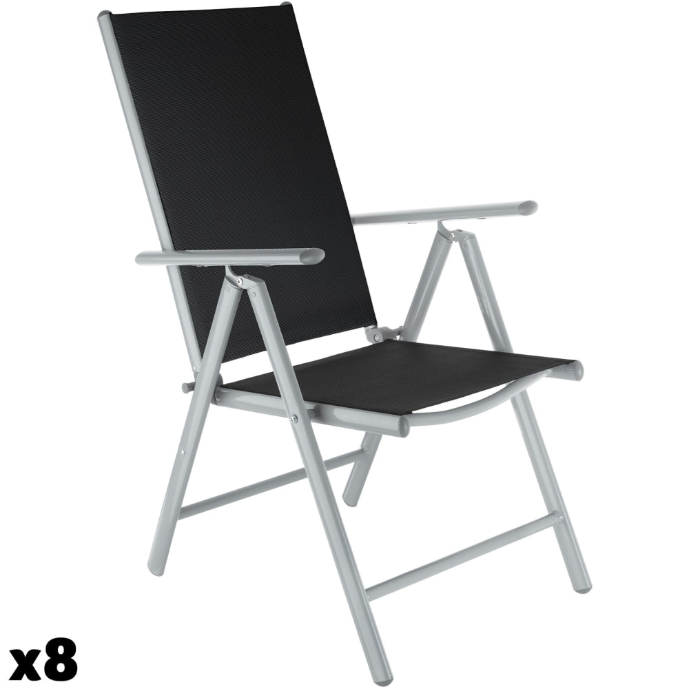 Lot de 8 chaises de jardin Résistant aux intempéries et aux UV argent