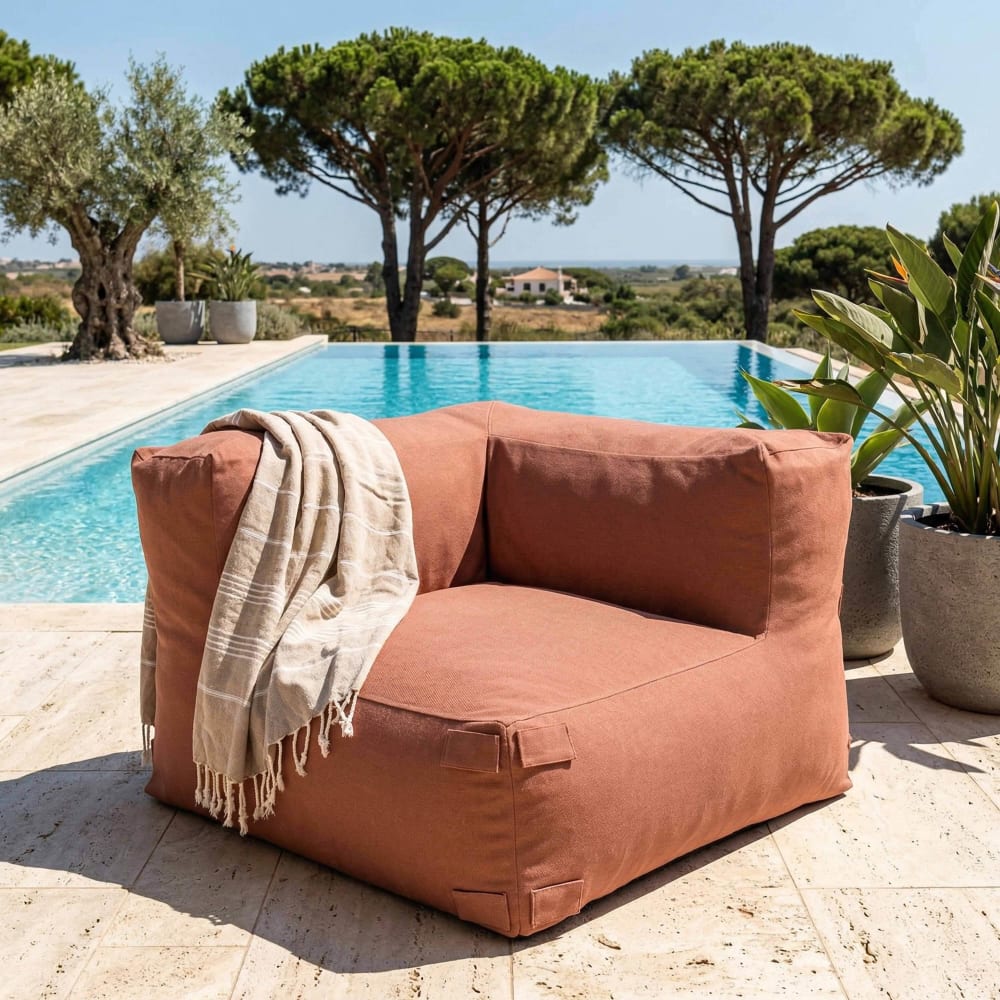 Fauteuil d'angle pour canapé modulable terracotta