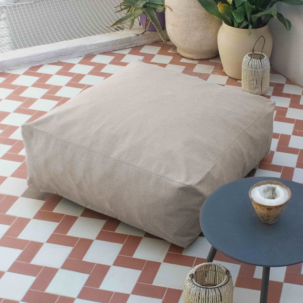 Pouf de jardin pour canapé modulable beige