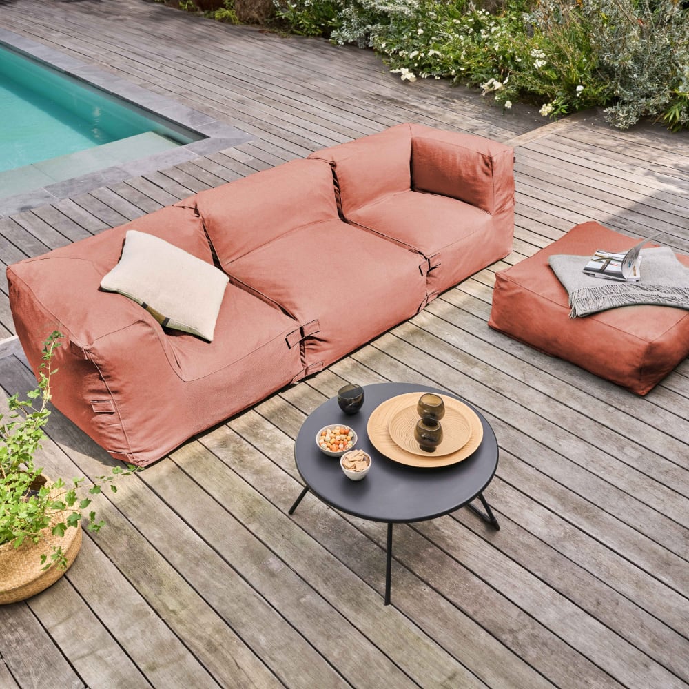Canapé d'angle de jardin modulable 4 places terracotta