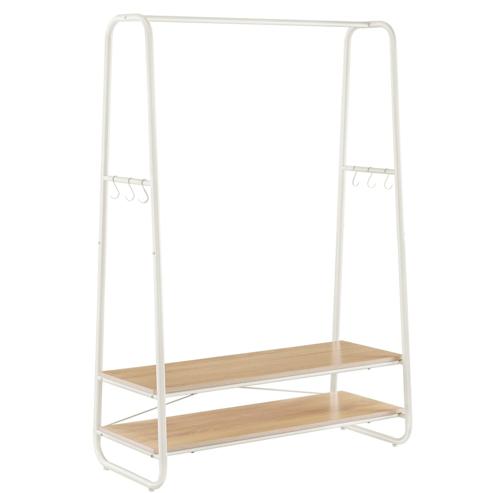 Portant à vêtements 2 étagères effet bois blanc crème — Beyit