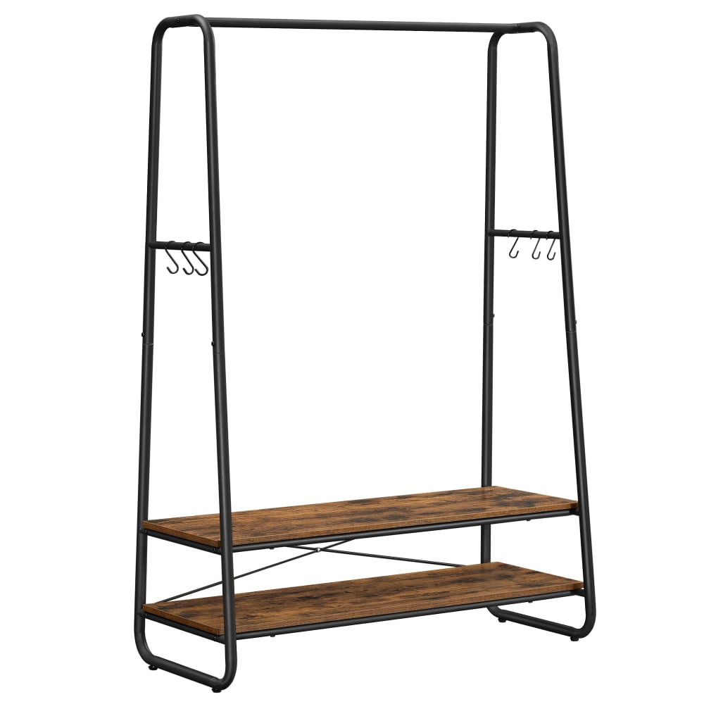 Portant à vêtements 2 étagères effet bois marron rustique — Beyit