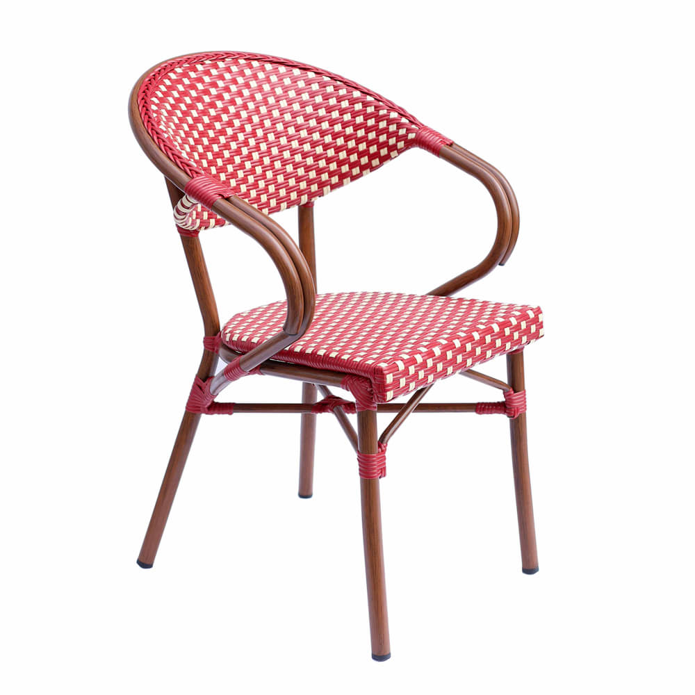 Fauteuil de bistrot parisien en aluminium rouge