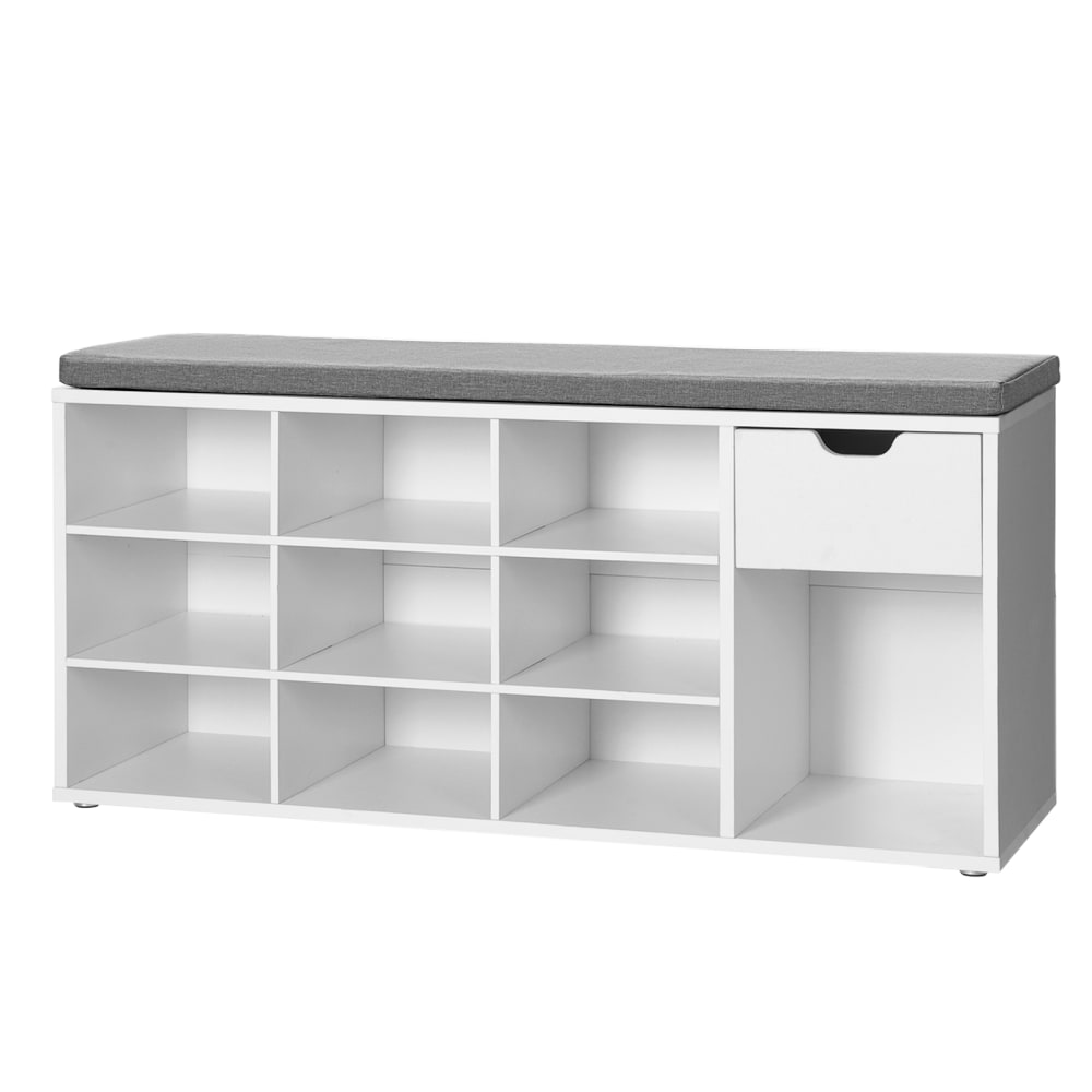 VASAGLE Banc à chaussures avec tiroir compartiments 104 x 30.5 x 48 cm blanc style contemporain Blanc Panneau De Particules - 104x48x30cm