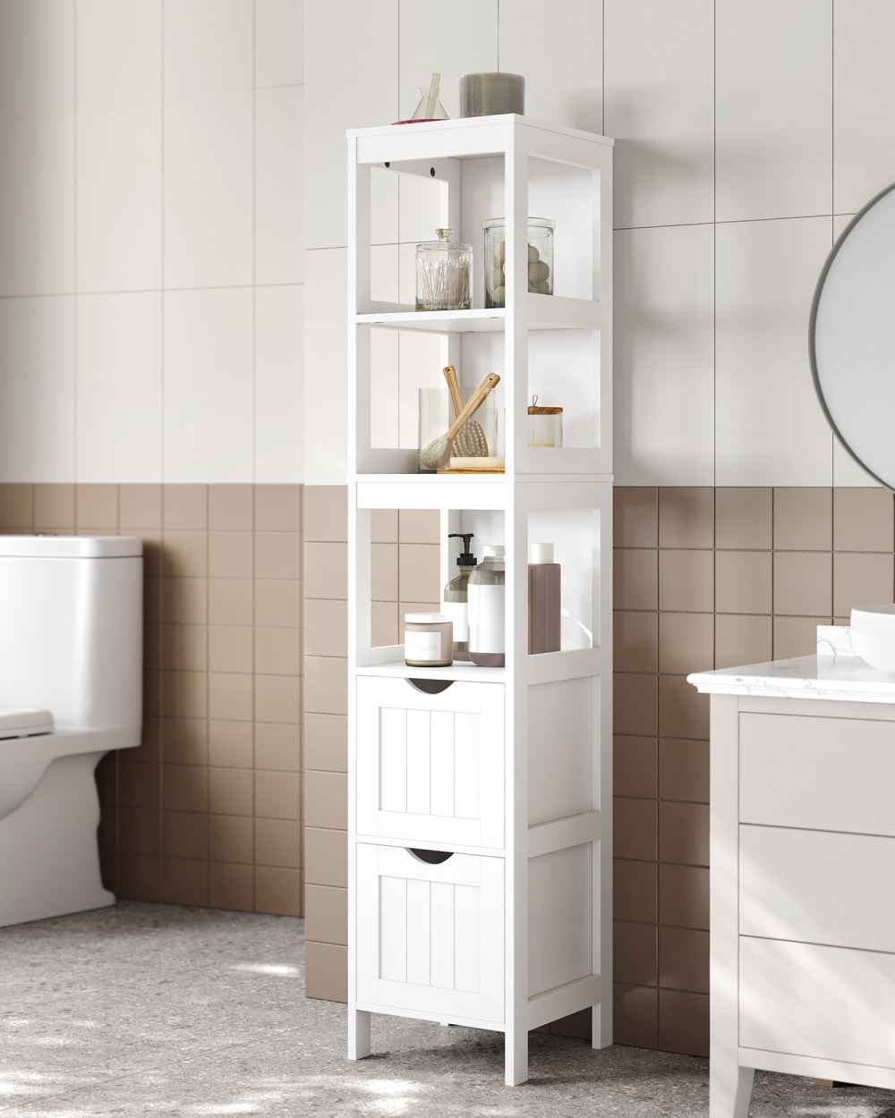 Meuble de salle de bain sur pied de rangement table de chevet blanc - Maisons du Monde