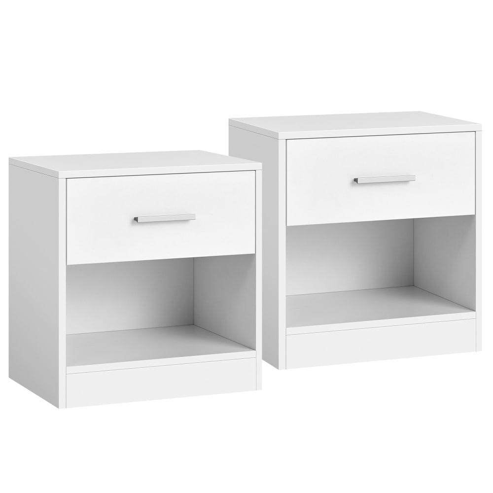 lot de 2 tables de chevet avec tiroir et compartiment ouvert blanc