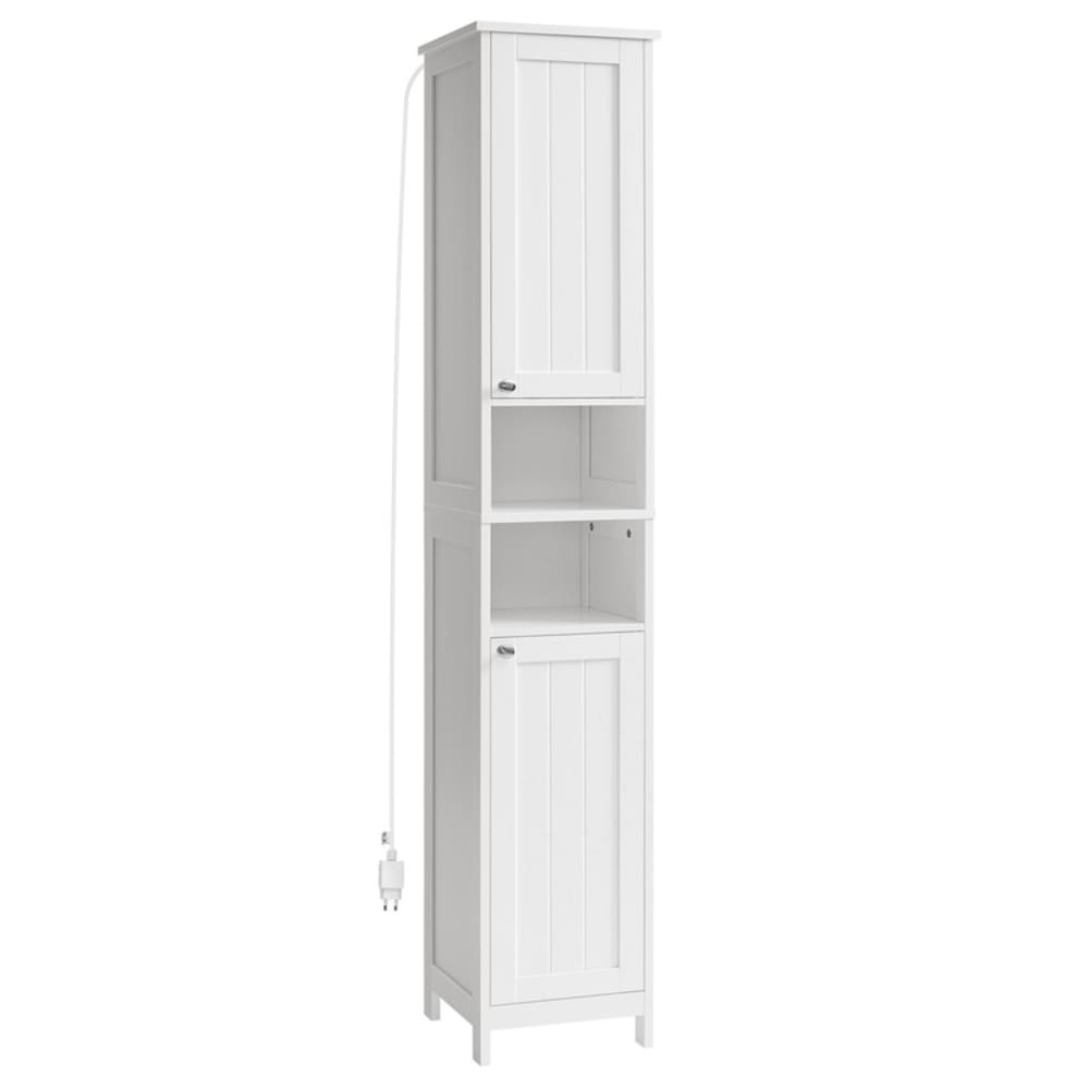 VASAGLE Colonne de rangement salle de bain avec éclairage étagères 30 cm blanc style contemporain Blanc Bois - 30x170x30cm