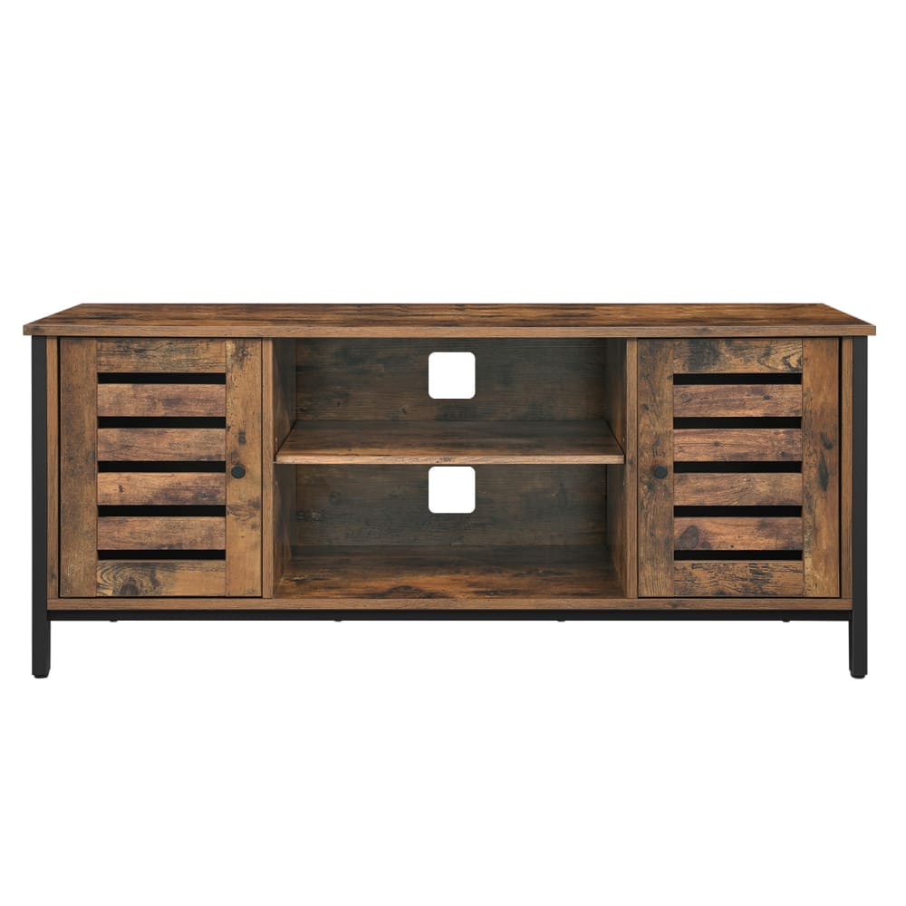 Meuble tv tv avec et placards de rangement portes marron et noir