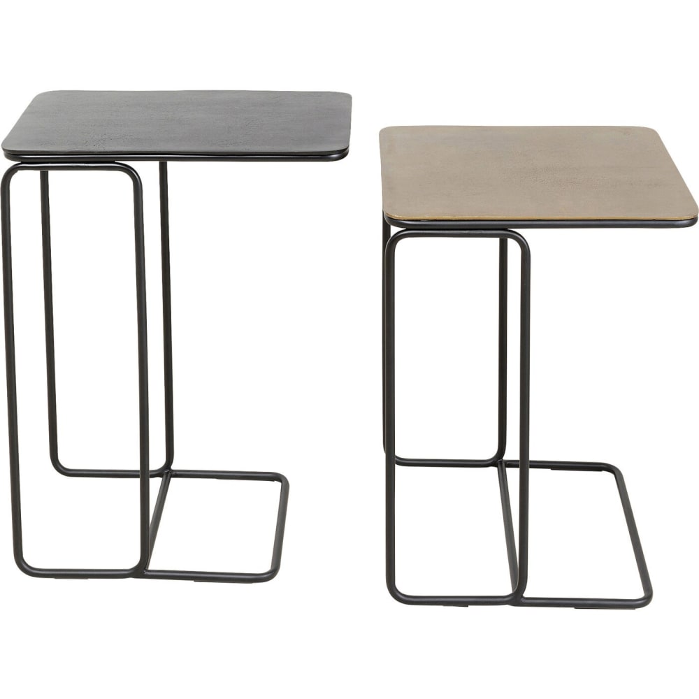 2 tables d'appoint en acier et aluminium noir et bronze 2 tables d'appoint en acier et aluminium noir et bronze