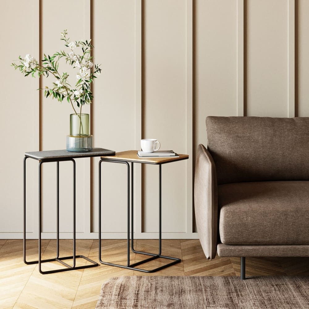2 tables d'appoint en acier et aluminium noir et bronze - Maisons du Monde